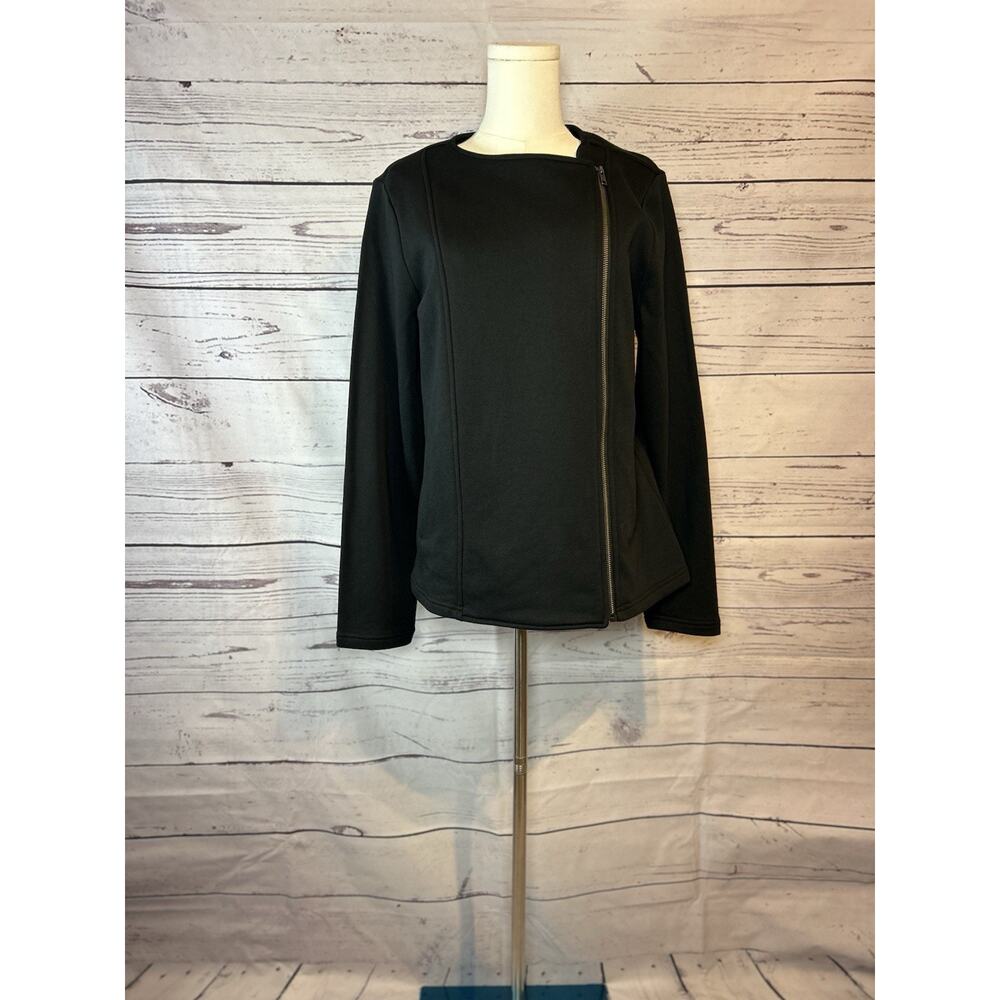 Caralyn Mirand The Drop Black Knit Moto Jacket Size L NWT Asymmetric Zip